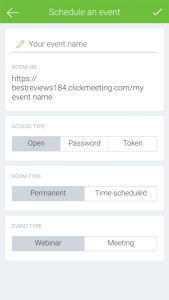 Scheduling an event with ClickMeeting mobile app