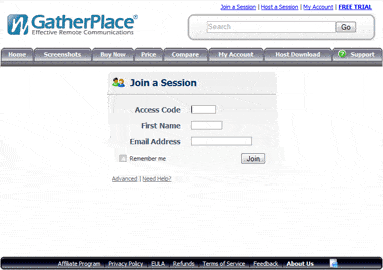 Screenshot of GatherPlace's online meeting software