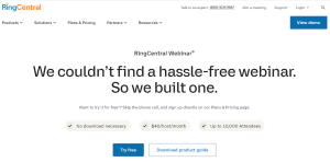 RingCentral Webinar Homepage