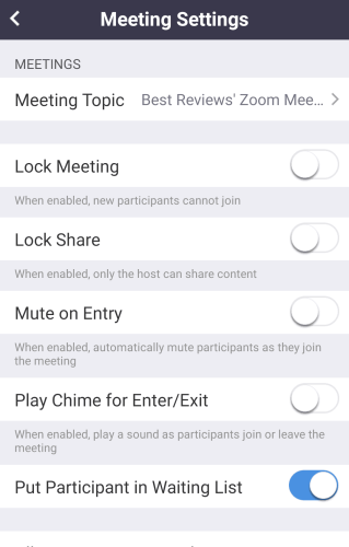 Zoom Android Meeting Settings